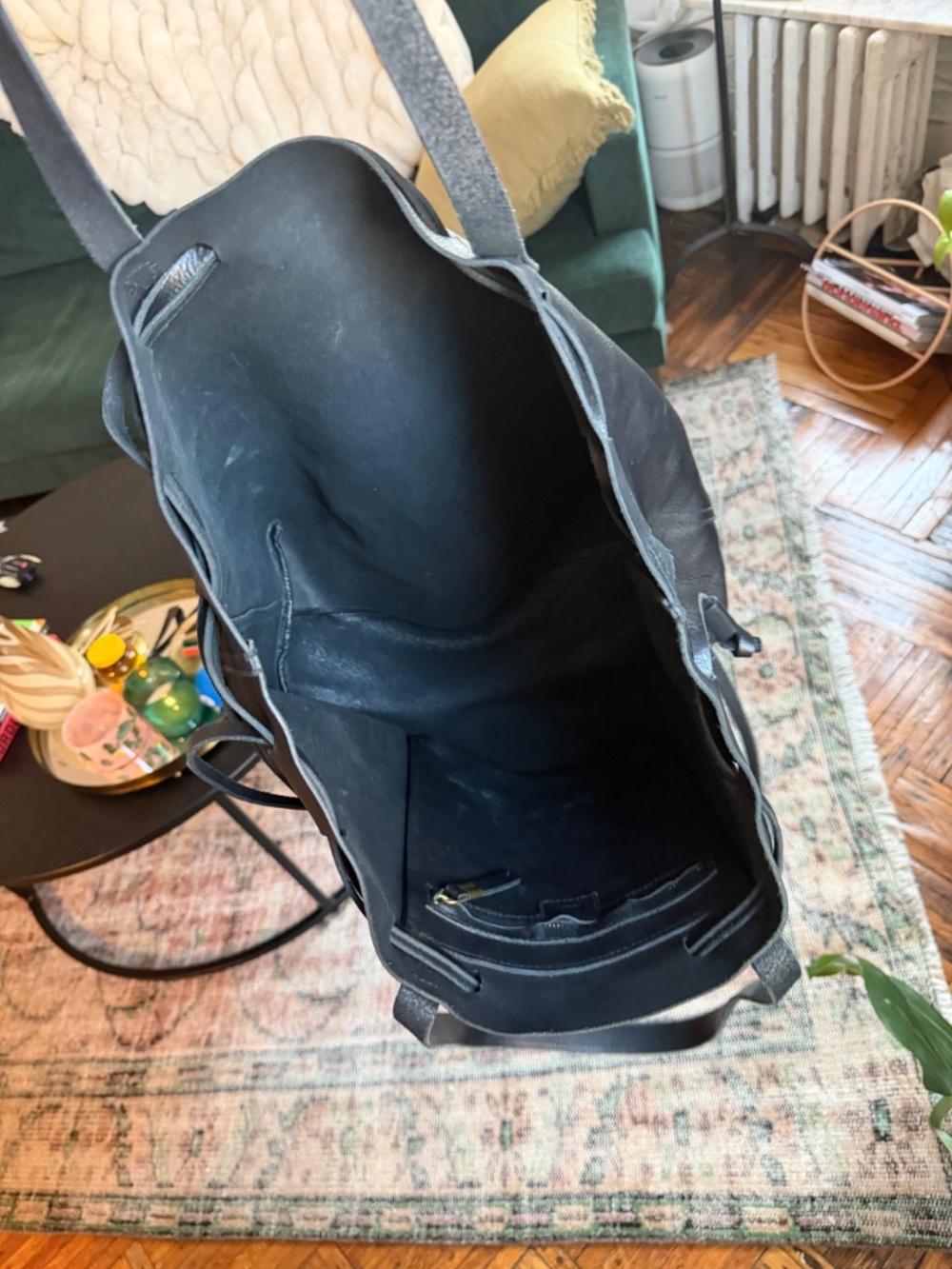 Madewell 100% Leather Black Drawstring Transport Tote - Picture 5 of 8